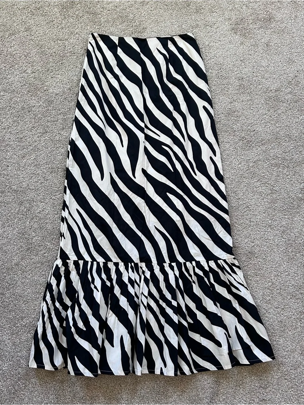 Anthropologie Forever That Girl Zebra Print Ruffle Hem Maxi Skirt NWT Size Small - Picture 13 of 13